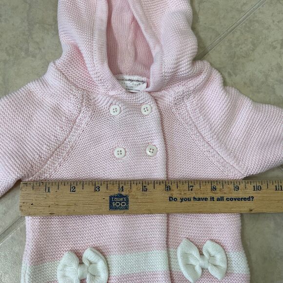 Rock A Bye Baby Cardigan Sweater jacket Size 6-12 Months Pink w bows - Picture 4 of 10